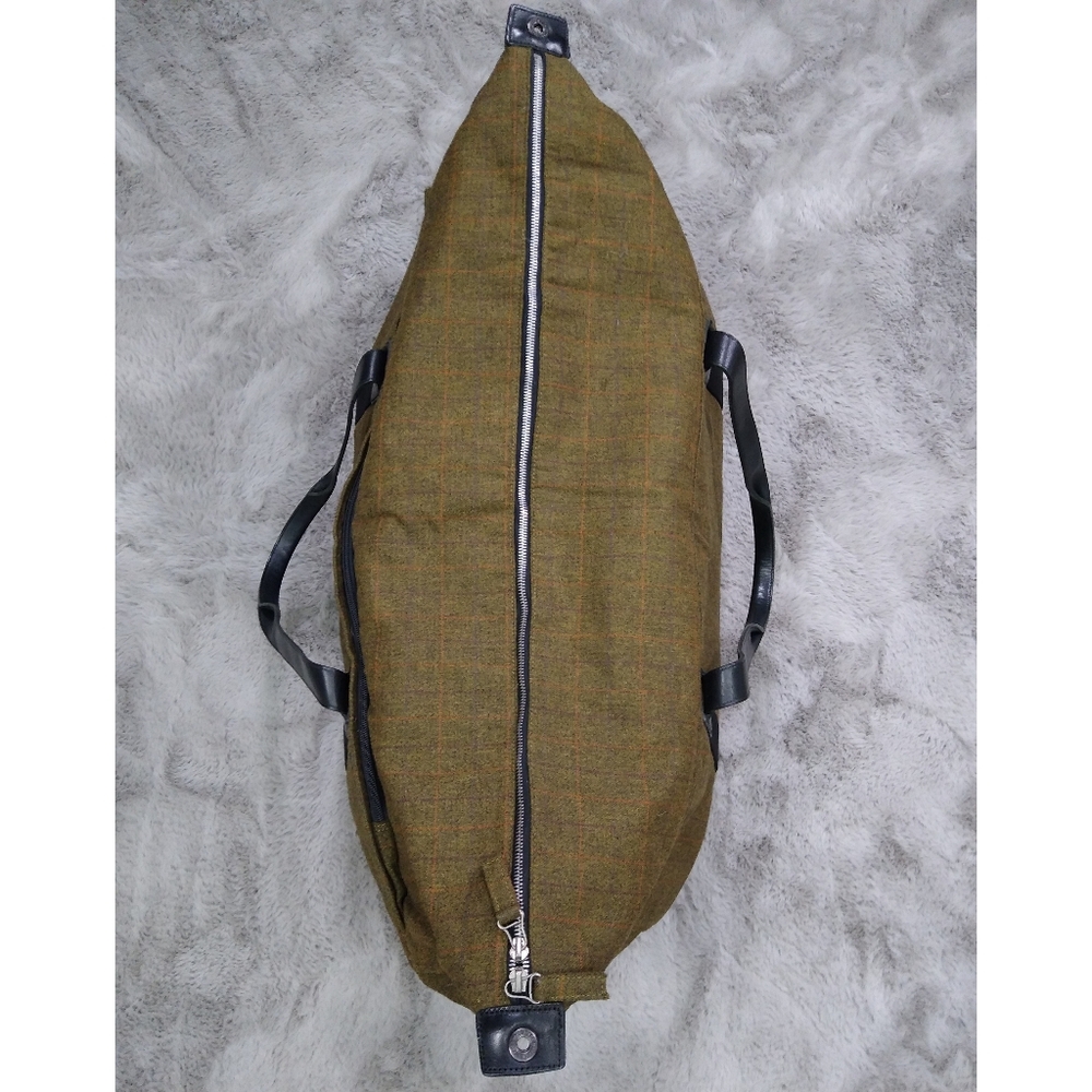 Jack Spade XL Tweed Tartan Olive Travel Overnight Bag - Picture 6 of 11